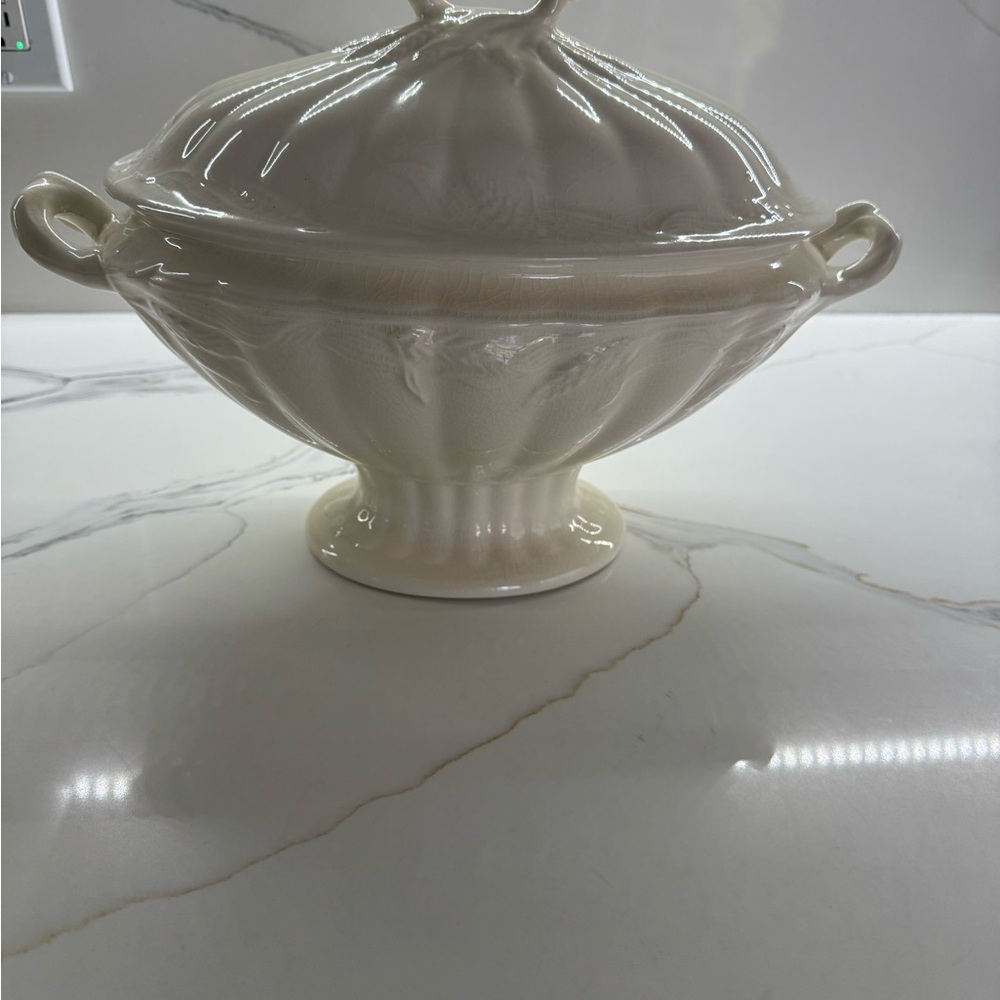 Elegant Cream Ceramic Tureen